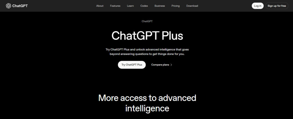 chatgpt plus homepage