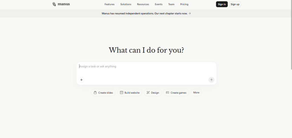 manus homepage
